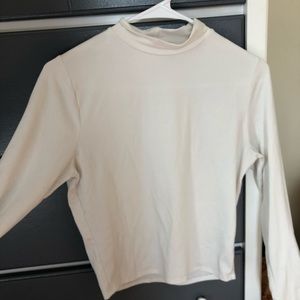 WHITE HIGHNECK LONG SLEEVE SHIRT